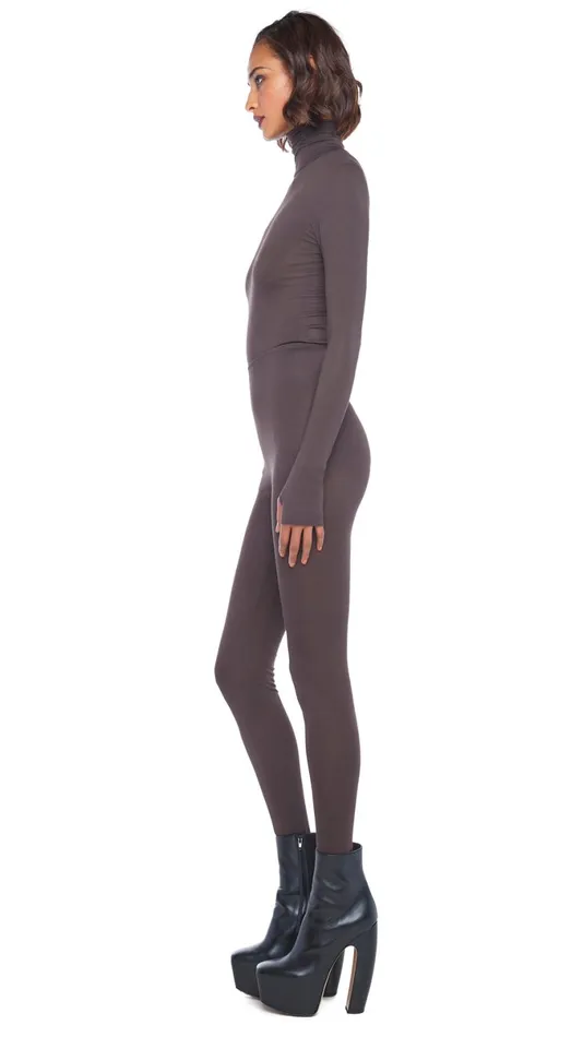 Norma Kamali Bottoms LEGGING W FOOTIE WO WAISTBAND Chocolate 8211 Clothing