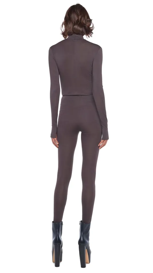 Norma Kamali Bottoms LEGGING W FOOTIE WO WAISTBAND Chocolate 8211 Clothing