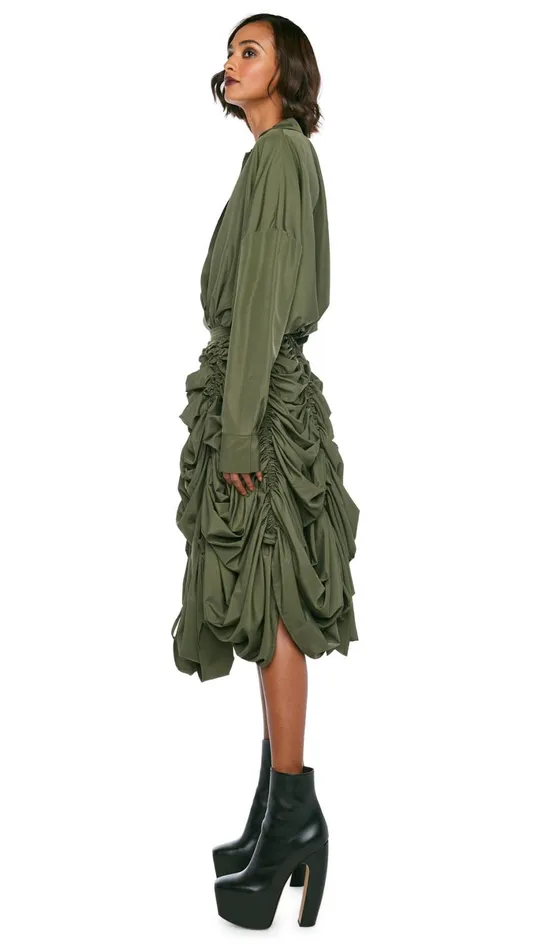 Norma Kamali Bottoms PARACHUTE HALF FULL SKIRT Military 8211 Clothing