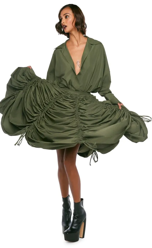 Norma Kamali Bottoms PARACHUTE HALF FULL SKIRT Military 8211 Clothing