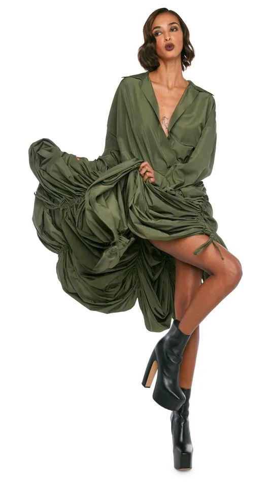Norma Kamali Bottoms PARACHUTE HALF FULL SKIRT Military 8211 Clothing