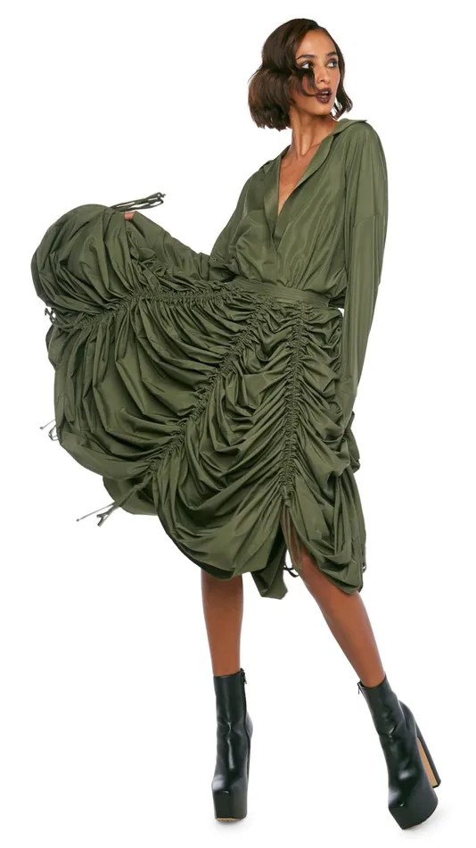 Norma Kamali Bottoms PARACHUTE HALF FULL SKIRT Military 8211 Clothing