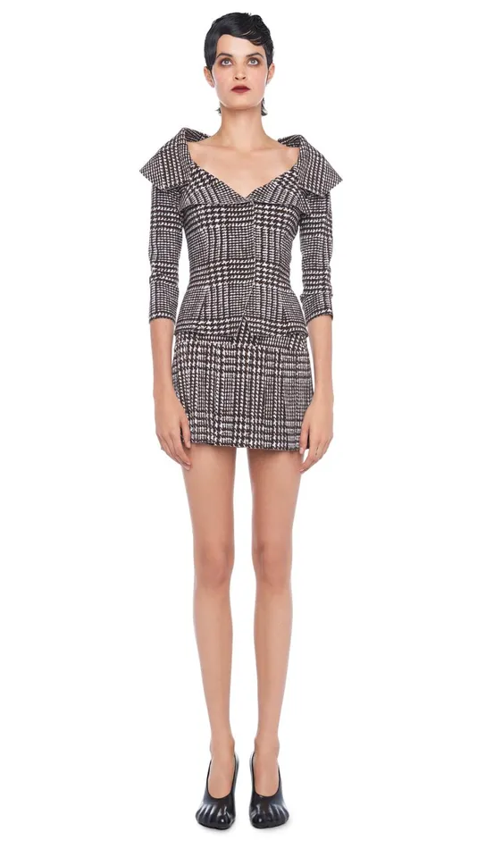 Norma Kamali Bottoms PLEATED MICRO SKIRT Chocolate Glenn Plaid Tweed 8211 Clothing Norma Kamali Bottoms PLEATED MICRO SKIRT Chocolate Glenn Plaid Tweed 8211 Clothing