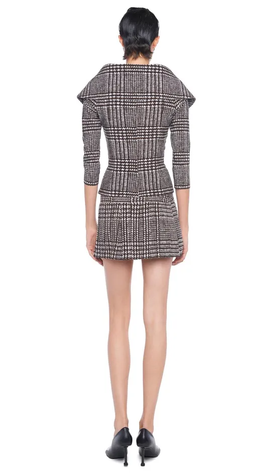 Norma Kamali Bottoms PLEATED MICRO SKIRT Chocolate Glenn Plaid Tweed 8211 Clothing Norma Kamali Bottoms PLEATED MICRO SKIRT Chocolate Glenn Plaid Tweed 8211 Clothing
