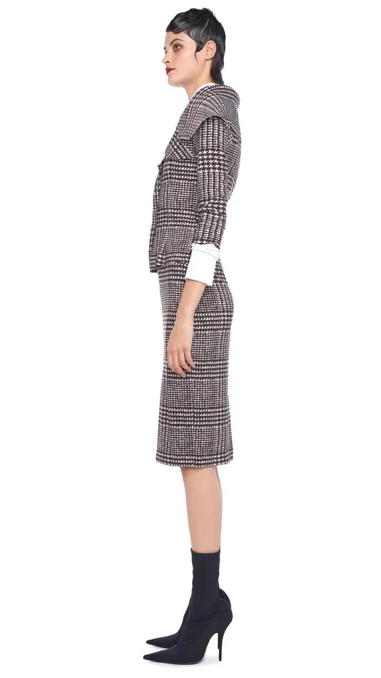 Norma Kamali Bottoms STRAIGHT SKIRT Chocolate Glenn Plaid Tweed 8211 Clothing Norma Kamali Bottoms STRAIGHT SKIRT Chocolate Glenn Plaid Tweed 8211 Clothing