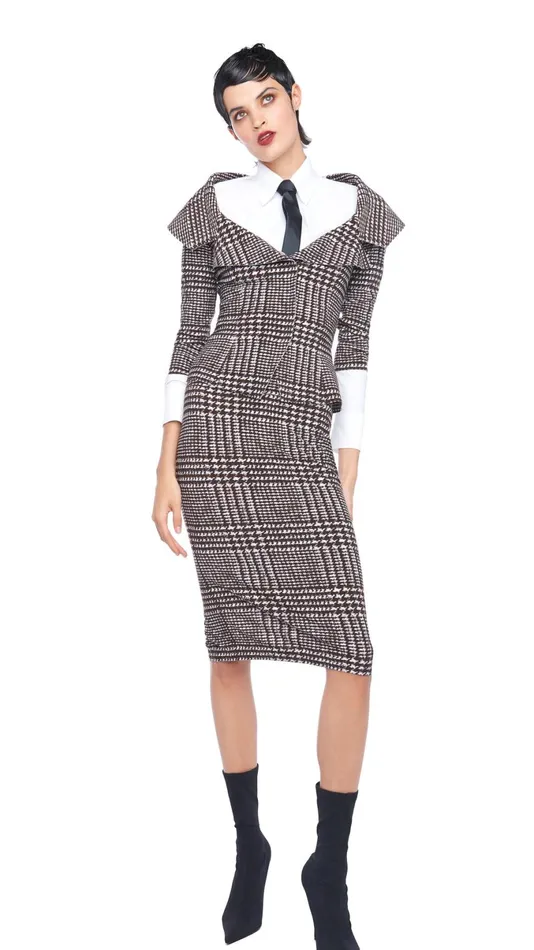 Norma Kamali Bottoms STRAIGHT SKIRT Chocolate Glenn Plaid Tweed 8211 Clothing Norma Kamali Bottoms STRAIGHT SKIRT Chocolate Glenn Plaid Tweed 8211 Clothing