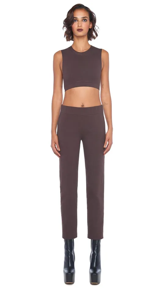 Norma Kamali Bottoms TAILORED PENCIL PANT Chocolate 8211 Clothing