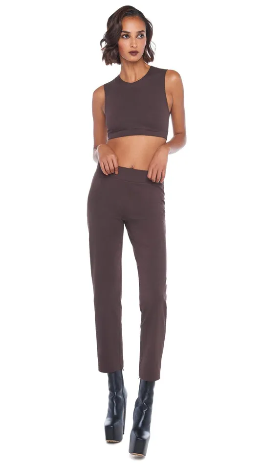 Norma Kamali Bottoms TAILORED PENCIL PANT Chocolate 8211 Clothing