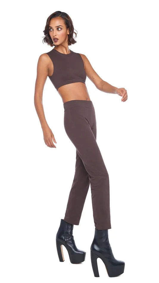 Norma Kamali Bottoms TAILORED PENCIL PANT Chocolate 8211 Clothing