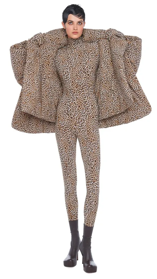 Norma Kamali Coats HOODED SLEEPING BAG JACKET Bb Leopard 8211 Clothing