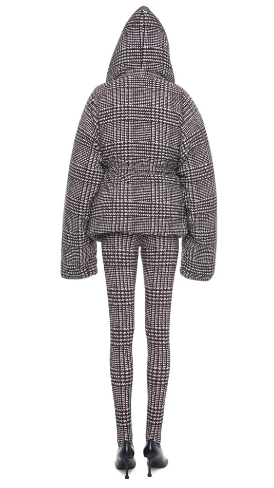 Norma Kamali Coats HOODED SLEEPING BAG JACKET Chocolate Glenn Plaid Tweed 8211 Clothing Norma Kamali Coats HOODED SLEEPING BAG JACKET Chocolate Glenn Plaid Tweed 8211 Clothing