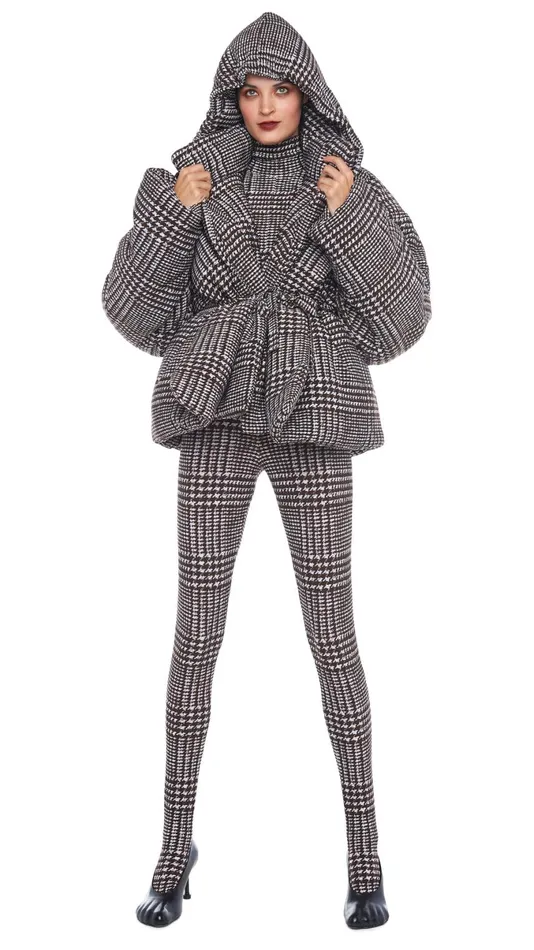 Norma Kamali Coats HOODED SLEEPING BAG JACKET Chocolate Glenn Plaid Tweed 8211 Clothing Norma Kamali Coats HOODED SLEEPING BAG JACKET Chocolate Glenn Plaid Tweed 8211 Clothing