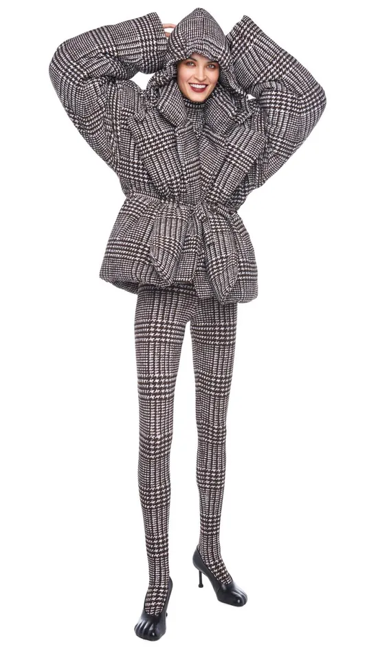 Norma Kamali Coats HOODED SLEEPING BAG JACKET Chocolate Glenn Plaid Tweed 8211 Clothing Norma Kamali Coats HOODED SLEEPING BAG JACKET Chocolate Glenn Plaid Tweed 8211 Clothing