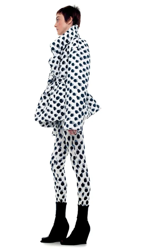 Norma Kamali Coats SLEEPING BAG JACKET Paint Dots 8211 Clothing