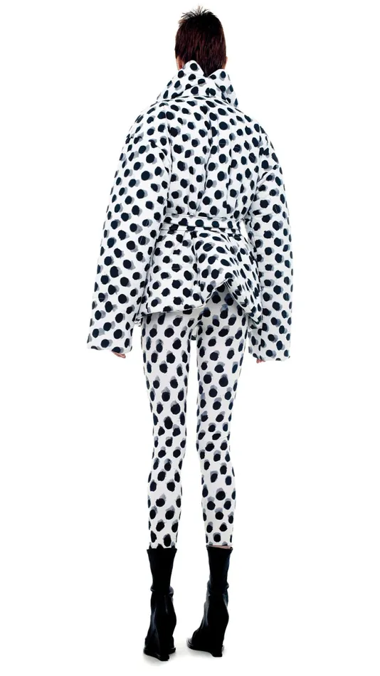 Norma Kamali Coats SLEEPING BAG JACKET Paint Dots 8211 Clothing