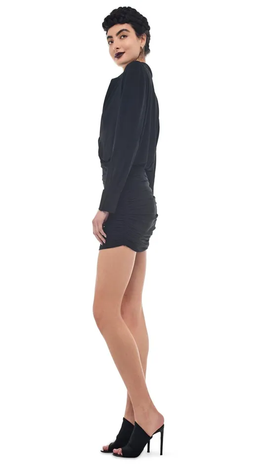 Norma Kamali Dresses BF NK SHIRT SHIRRED DRESS Black 8211 Clothing