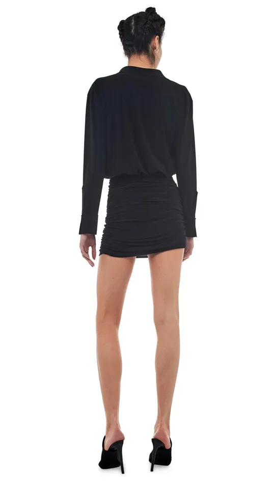 Norma Kamali Dresses BF NK SHIRT SHIRRED DRESS Black 8211 Clothing