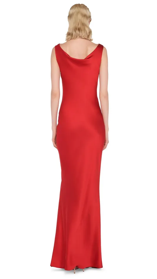 Norma Kamali Dresses DEEP DRAPE NECK GOWN Tiger Red 8211 Clothing