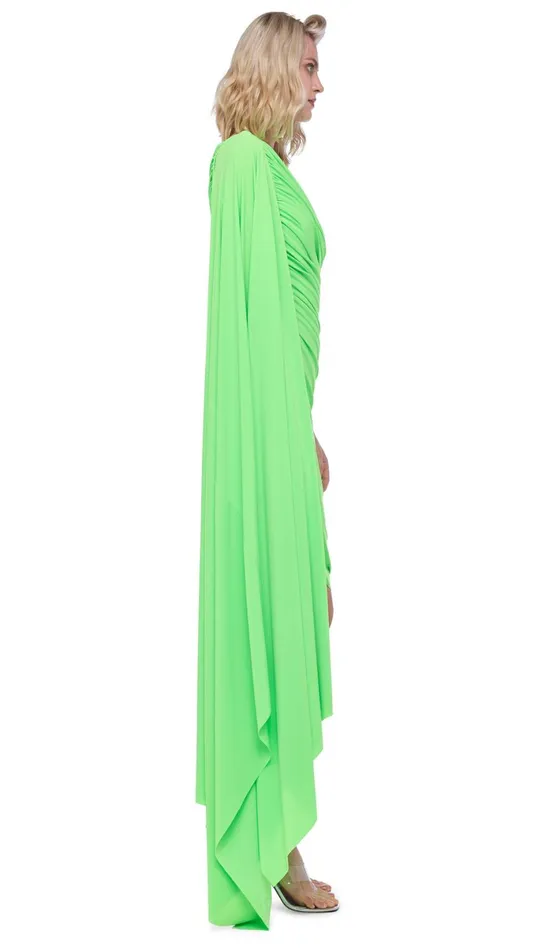 Norma Kamali Dresses DIANA MINI DRESS W SLEEVE Neon Green 8211 Clothing