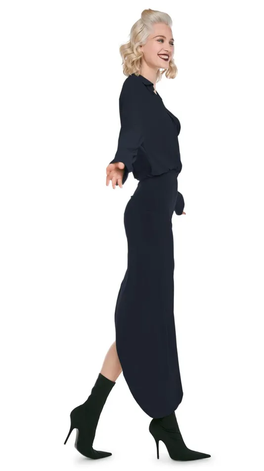 Norma Kamali Dresses OS BF NK SHIRT SIDE DRAPE GOWN Black 8211 Clothing