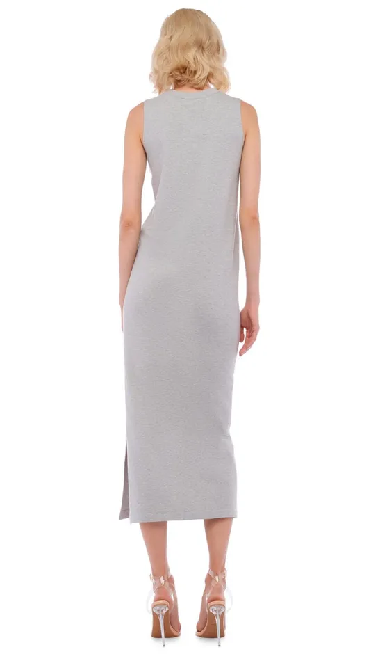 Norma Kamali Dresses SLEEVELESS SIDE SLIT GOWN Light Heather Grey 8211 Clothing Norma Kamali Dresses SLEEVELESS SIDE SLIT GOWN Light Heather Grey 8211 Clothing