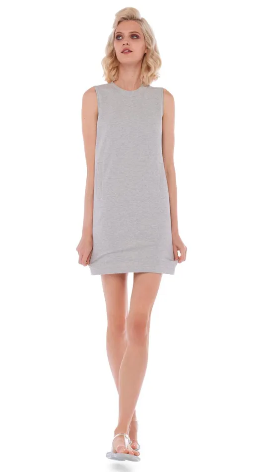 Norma Kamali Dresses SLEEVELESS TAILORED MINI DRESS Light Heather Grey 8211 Clothing Norma Kamali Dresses SLEEVELESS TAILORED MINI DRESS Light Heather Grey 8211 Clothing