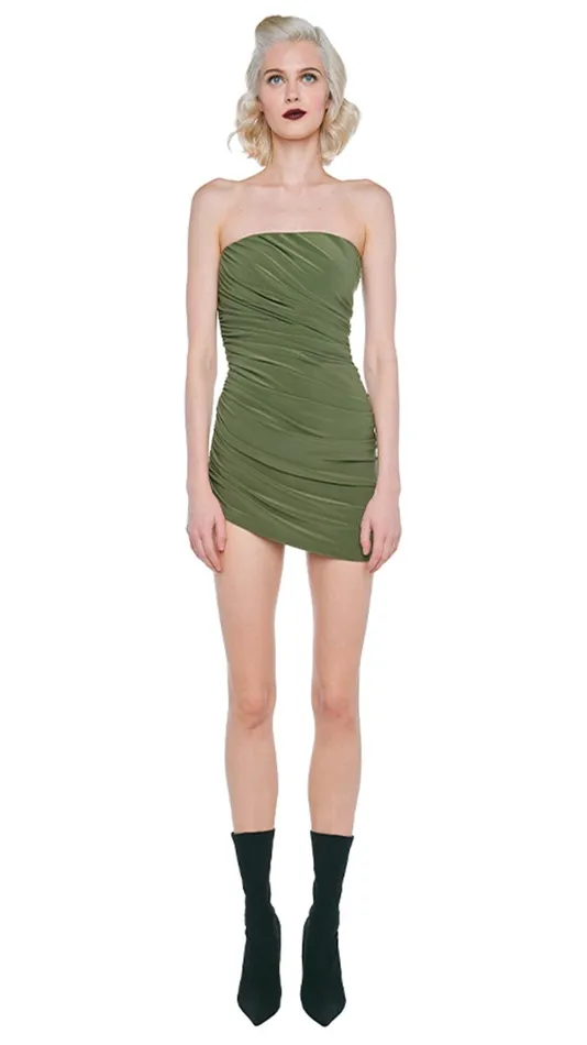 Norma Kamali Dresses STRAPLESS DIANA PICKLEBALL DRESS Military 8211 Clothing
