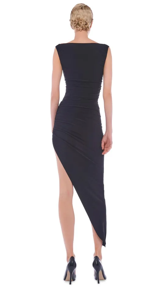 Norma Kamali Dresses TARA SIDE DRAPE GOWN Black 8211 Clothing