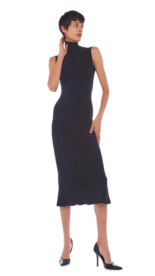 Norma Kamali Dresses TURTLE FISHTAIL DRESS Black 8211 Clothing