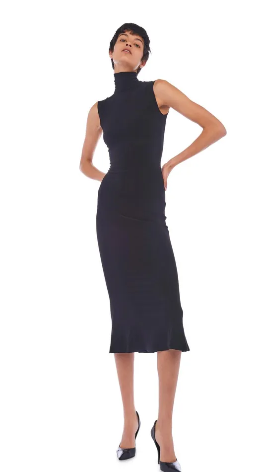 Norma Kamali Dresses TURTLE FISHTAIL DRESS Black 8211 Clothing