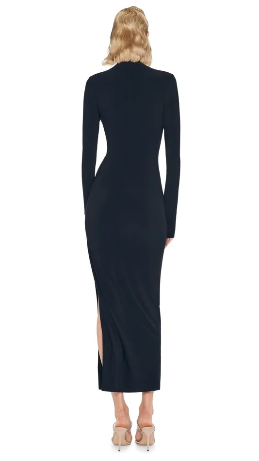 Norma Kamali Dresses U NECK SIDE SLIT GOWN Black 8211 Clothing