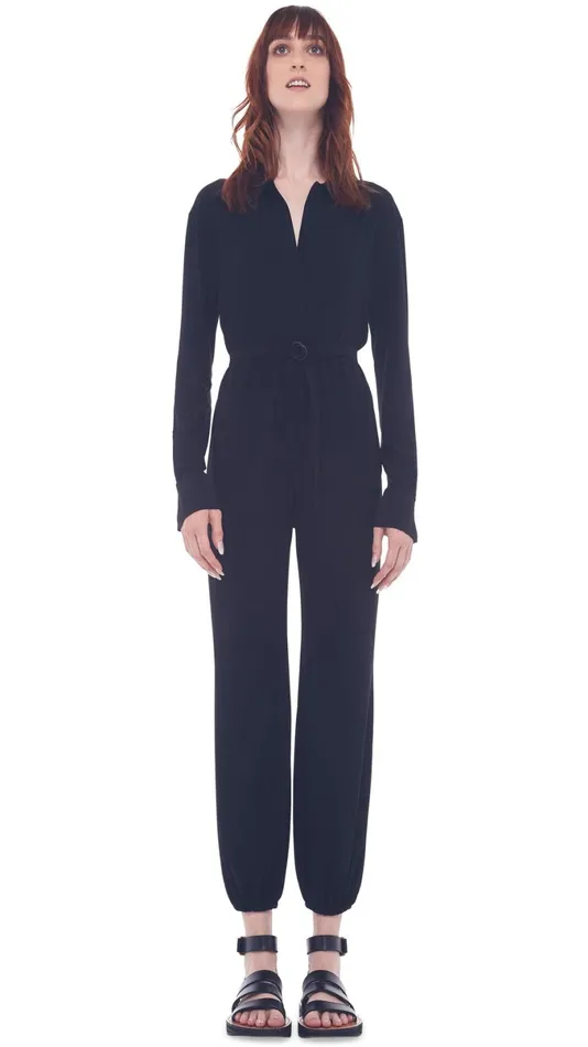 Norma Kamali Jumpsuits NK SHIRT JOG JUMPSUIT Black 8211 Clothing