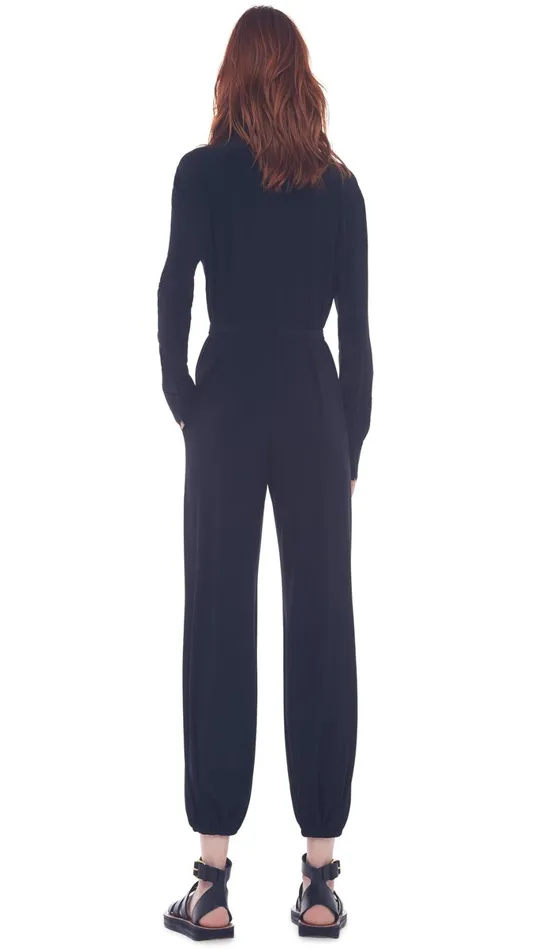 Norma Kamali Jumpsuits NK SHIRT JOG JUMPSUIT Black 8211 Clothing