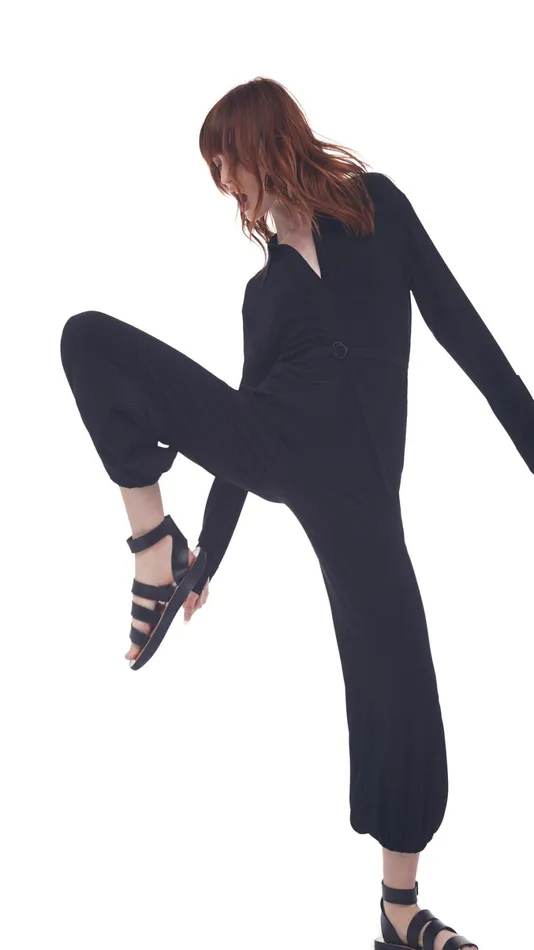 Norma Kamali Jumpsuits NK SHIRT JOG JUMPSUIT Black 8211 Clothing