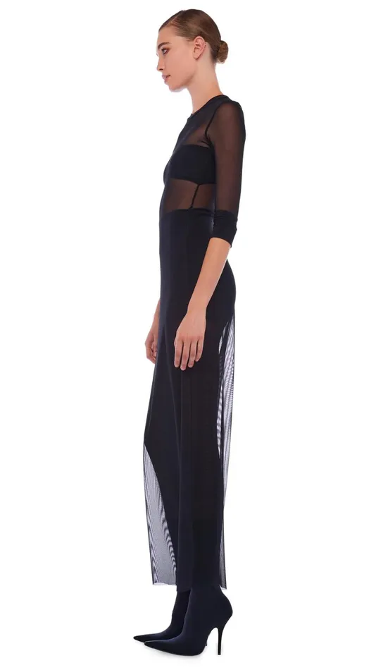 Norma Kamali Swimwear CREWNECK 34 SLEEVE DRESS Black 8211 Clothing