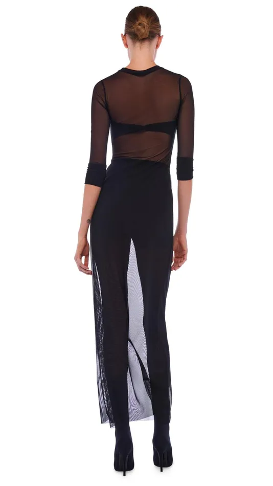 Norma Kamali Swimwear CREWNECK 34 SLEEVE DRESS Black 8211 Clothing