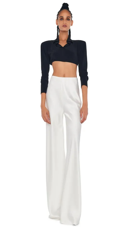 Norma Kamali Tops CROPPED NK SHIRT W SHOULDER PADS Black 8211 Clothing