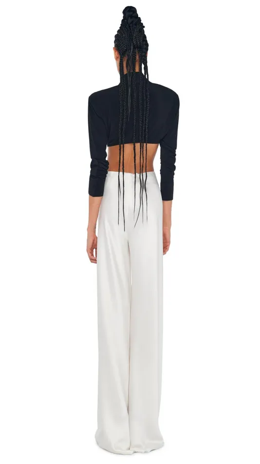 Norma Kamali Tops CROPPED NK SHIRT W SHOULDER PADS Black 8211 Clothing