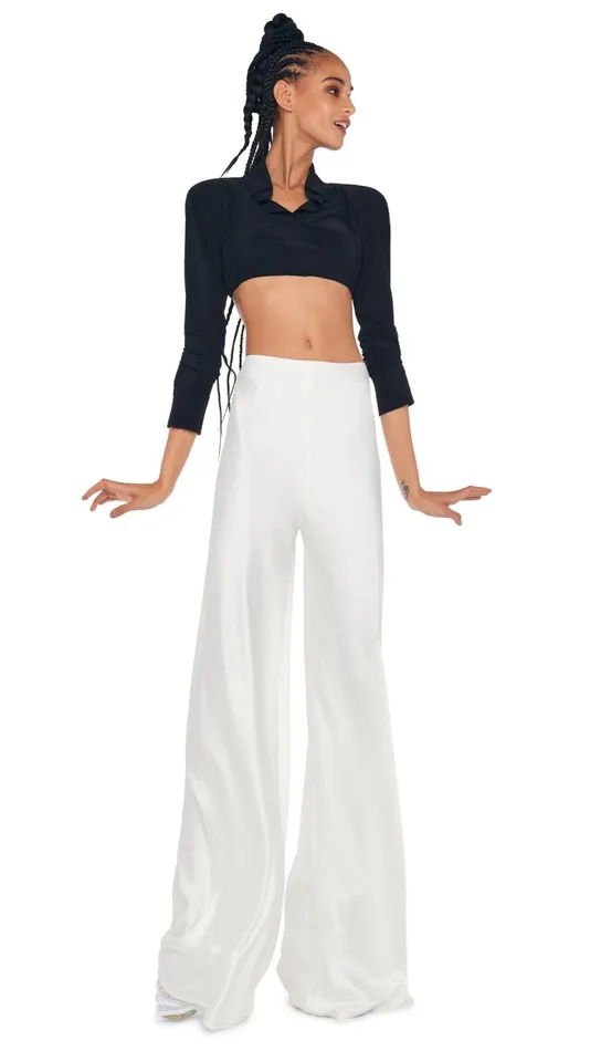 Norma Kamali Tops CROPPED NK SHIRT W SHOULDER PADS Black 8211 Clothing