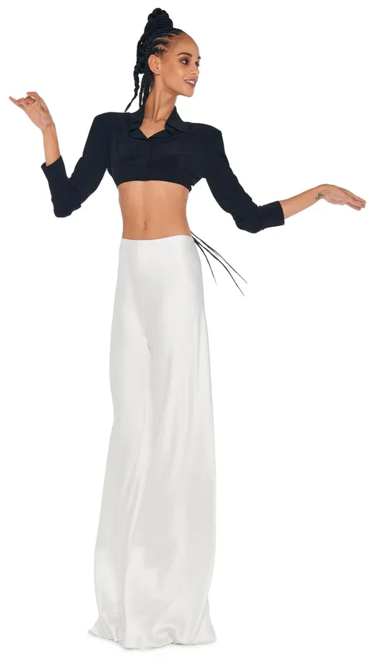 Norma Kamali Tops CROPPED NK SHIRT W SHOULDER PADS Black 8211 Clothing
