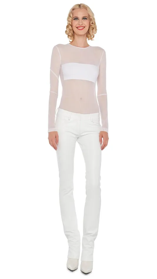 Norma Kamali Tops LONG SLEEVE DASH APPLIQUE TOP Snow Whitesnow White 8211 Clothing Norma Kamali Tops LONG SLEEVE DASH APPLIQUE TOP Snow Whitesnow White 8211 Clothing