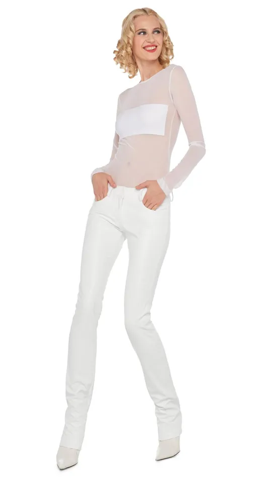Norma Kamali Tops LONG SLEEVE DASH APPLIQUE TOP Snow Whitesnow White 8211 Clothing Norma Kamali Tops LONG SLEEVE DASH APPLIQUE TOP Snow Whitesnow White 8211 Clothing