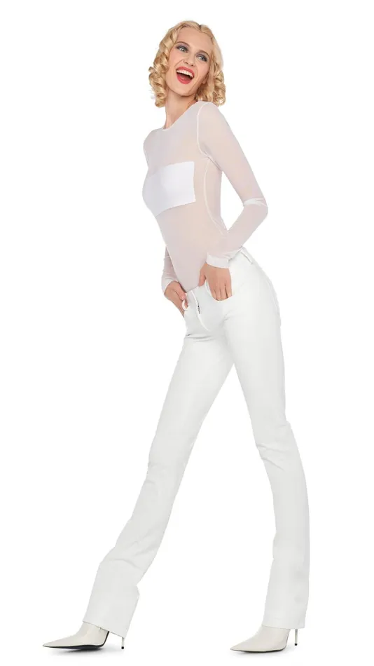 Norma Kamali Tops LONG SLEEVE DASH APPLIQUE TOP Snow Whitesnow White 8211 Clothing Norma Kamali Tops LONG SLEEVE DASH APPLIQUE TOP Snow Whitesnow White 8211 Clothing