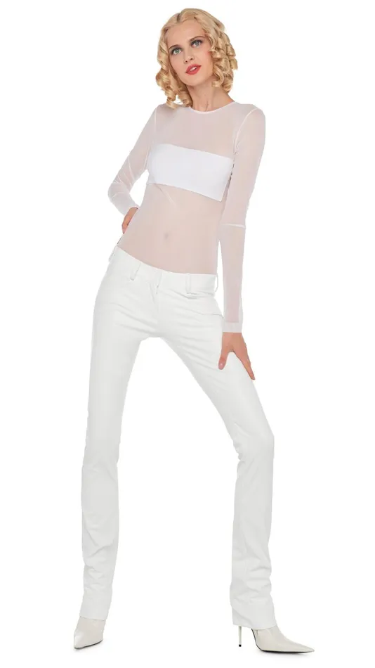 Norma Kamali Tops LONG SLEEVE DASH APPLIQUE TOP Snow Whitesnow White 8211 Clothing Norma Kamali Tops LONG SLEEVE DASH APPLIQUE TOP Snow Whitesnow White 8211 Clothing