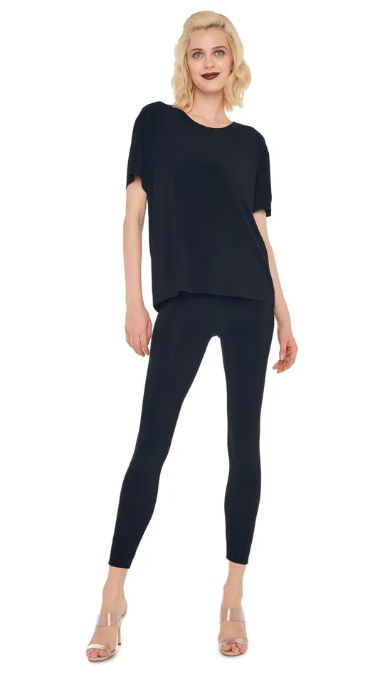 Norma Kamali Tops SHORT SLEEVE BOXY TOP Black 8211 Clothing