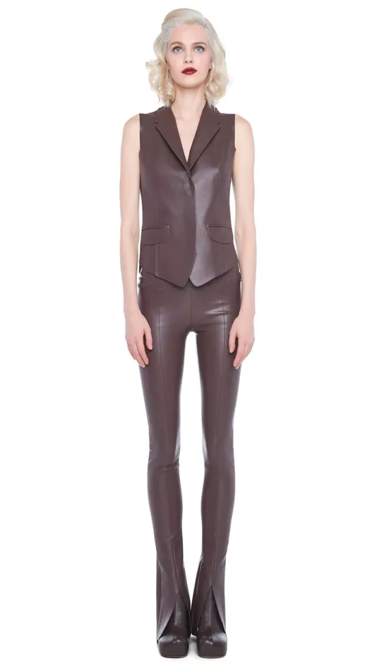 Norma Kamali Tops VEST WITH LAPEL Chocolate 8211 Clothing