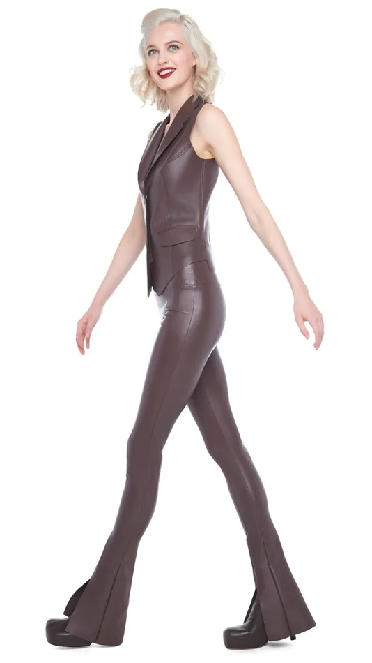 Norma Kamali Tops VEST WITH LAPEL Chocolate 8211 Clothing