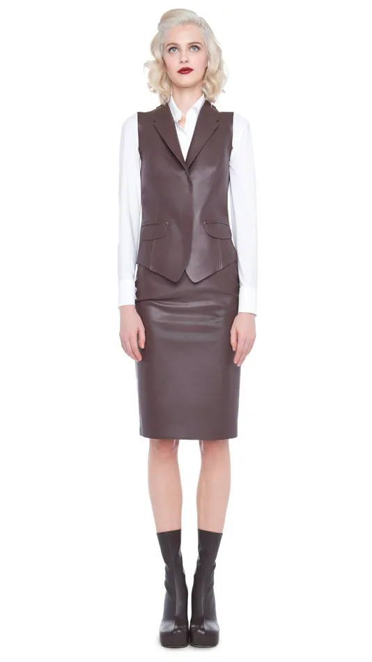 Norma Kamali Tops VEST WITH LAPEL Chocolate 8211 Clothing