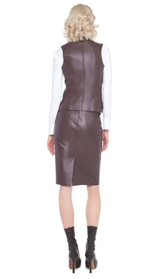 Norma Kamali Tops VEST WITH LAPEL Chocolate 8211 Clothing