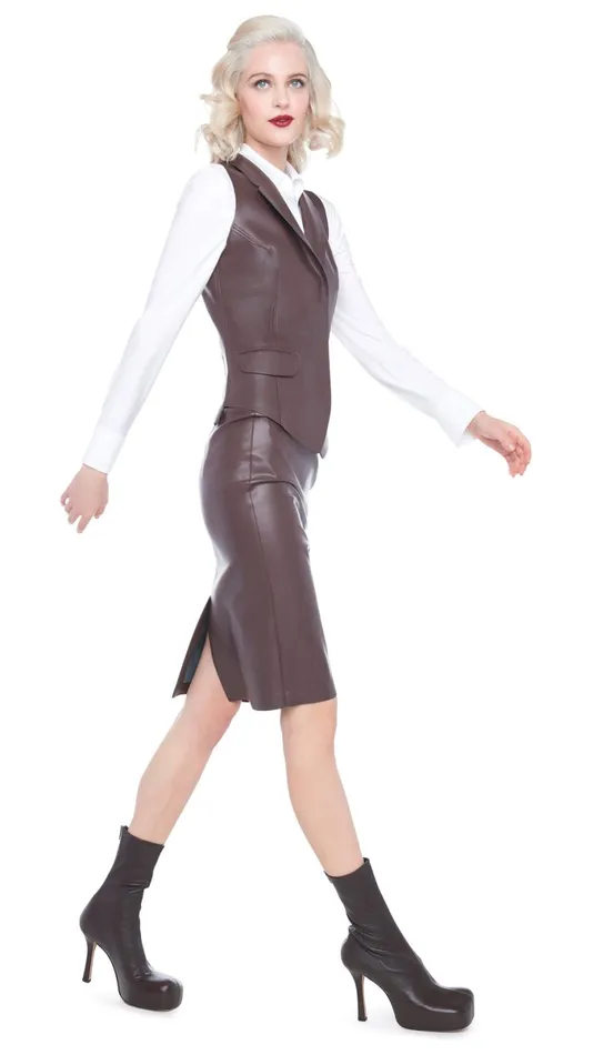 Norma Kamali Tops VEST WITH LAPEL Chocolate 8211 Clothing
